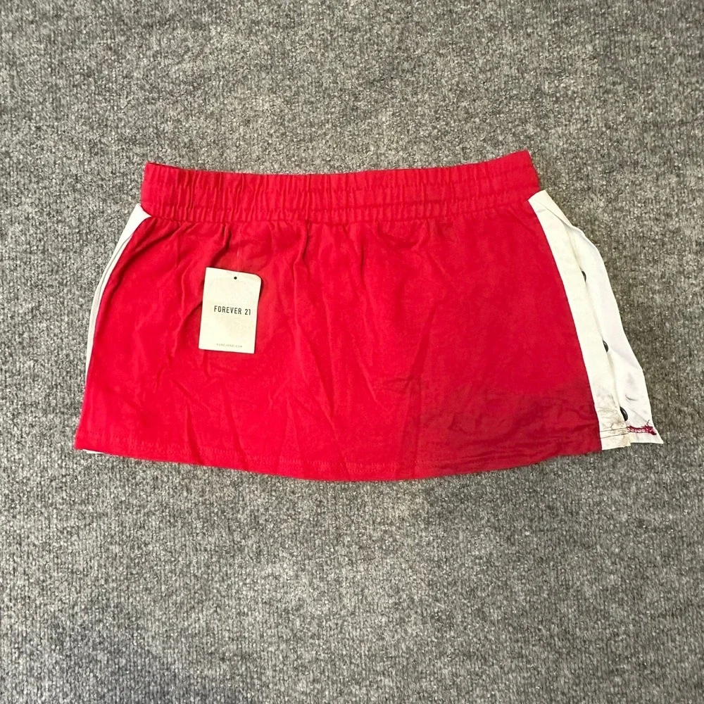 Forever 21 Skort Womens Size S Red SF 49ers Snap Button Athletic Game Day New